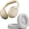 TOZO HT2 Hybrid Active Noise Cancelling Headphones, Wireless Over Ear Bluetooth Headphones Khaki+HT2 Replacement Ear Pads White