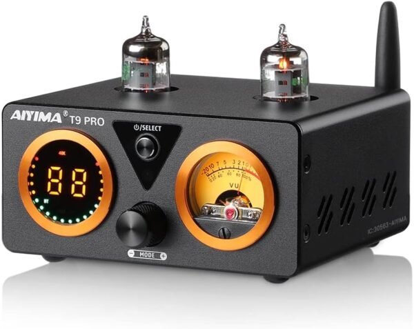 613uQWNlb-L._AC_SL1000_ AIYIMA T9 PRO 200W Bluetooth Amplifier HiFi Digital Class D Power Amp 2.0/2.1 Channel Vacuum Tube DAC Amp with VU Meter & Bass Treble Bluetooth 5.1 Coaxial Optical PC-USB inputs
