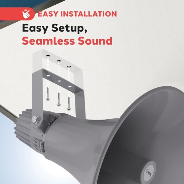 712JQRJRTnL._AC_SL1500_ Pyle 80W Outdoor PA Horn Speaker with Aluminum Housing -16 Ohm 70V/100V Transformer Tapping 400Hz–5KHz Frequency,Includes Mounting Bracket,Compact & Lightweight,Perfect for Indoor/Outdoor use,Grey