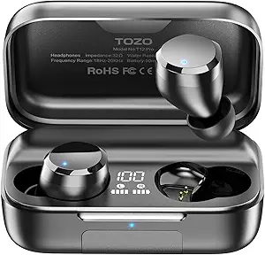 71bvKTtVriL.__AC_SX300_SY300_QL70_FMwebp_ TOZO T12 Pro Wireless Earbuds Bluetooth Headphones with Qualcomm QCC3040 4 Mics CVC 8.0 Call Noise Cancelling and aptX Stereo Headset 2500mAh Wireless Charging Case IPX8 Waterproof Earphones Black