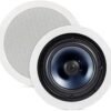 Polk Audio RC80i 2-Way Premium in-Ceiling 8" Round Speakers, Set of 2 Perfect for Damp and Humid Indoor/Outdoor Placement - Bath, Kitchen, Covered Porches (White, Paintable-Grille)