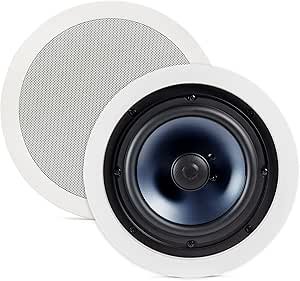 810GMcAtlbL.__AC_SX300_SY300_QL70_ML2_ Polk Audio RC80i 2-Way Premium in-Ceiling 8" Round Speakers, Set of 2 Perfect for Damp and Humid Indoor/Outdoor Placement - Bath, Kitchen, Covered Porches (White, Paintable-Grille)